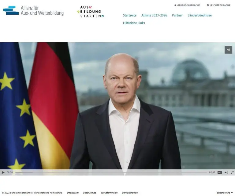 Bundeskanzler Scholz spricht im Video ein Grußwort zum Start des „Sommers der Berufsausbildung“